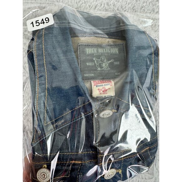 NWOT True Religion World Tour Womens Sz-S Blue Distress Denim Jacket Western - Picture 13 of 13